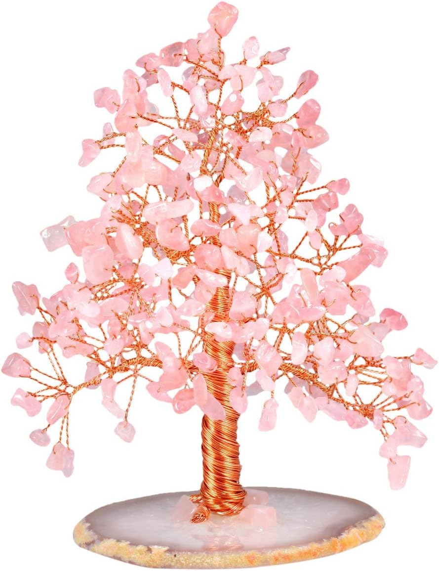 KYEYGWO Geld Baum auf Achat Basis Bonsai Skulptur Figur für Glück Reichtum Gesundheit 5"-5,9" hoch g