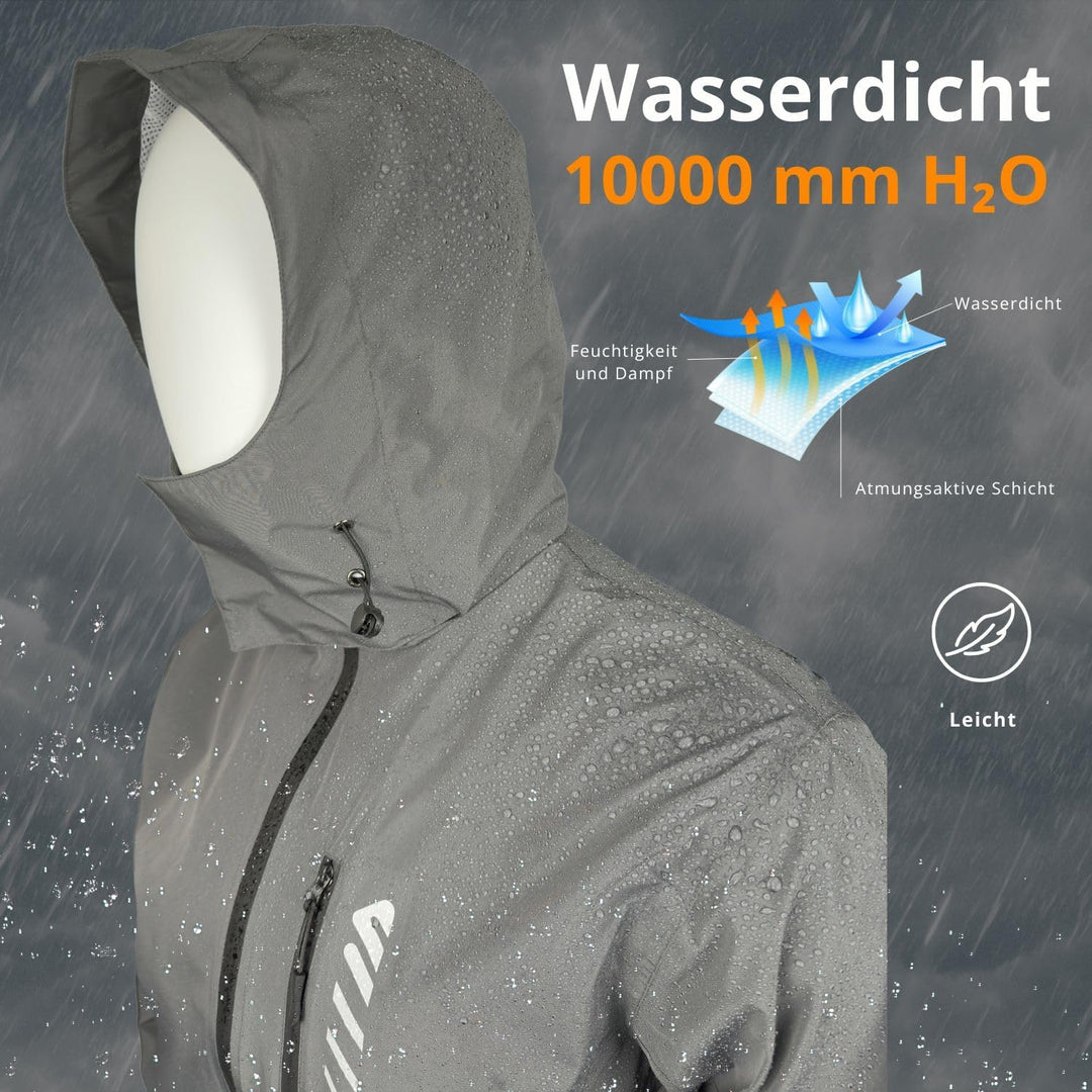 Lo.gas Herren Regenjacke wasserdicht mit Kapuze,Regenmantel für Radfahren Laufen Windbreaker Allwett