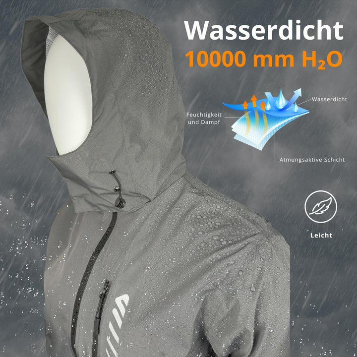 Lo.gas Herren Regenjacke wasserdicht mit Kapuze,Regenmantel für Radfahren Laufen Windbreaker Allwett