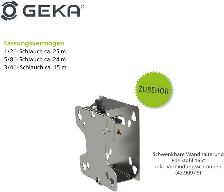 automatischer Schlauchaufroller EA15SK, mit Gummischlauch, L x B x H 52 (inkl. Halterung) x 45 x 23,