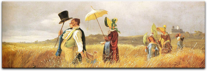 Bilderdepot24 Bild auf Leinwand | Carl Spitzweg Sonntagsspaziergang in 90x30 cm als Wandbild | Wand-