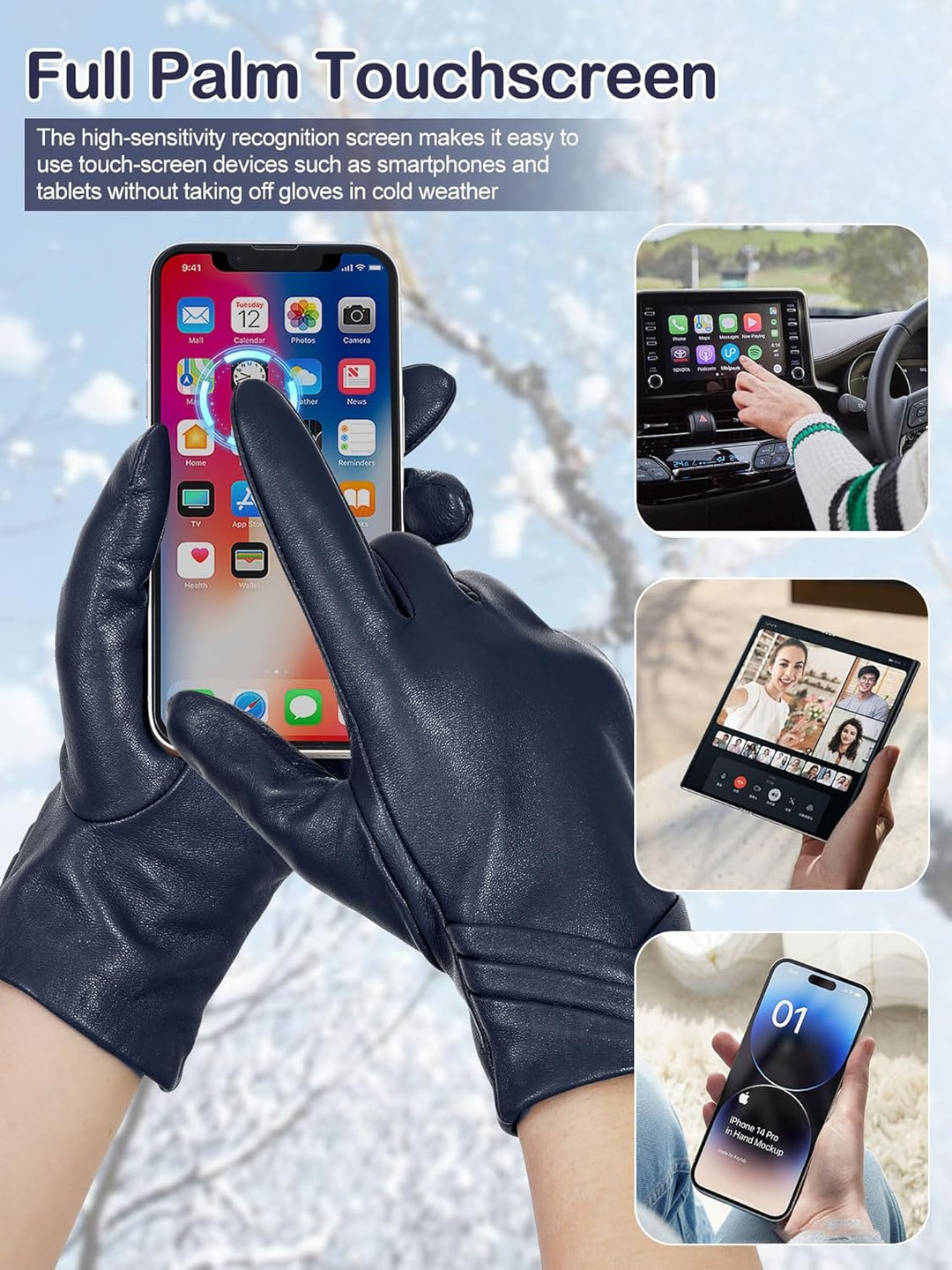 GSG SINCE 1998 Lederhandschuhe Damen aus chromfreiem Lammfell, Gefüttert mit Wolle/Kunstfell, Thermo