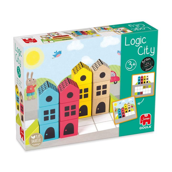 GOULA Logische Stadt - Spiel für Kleinkinder ab 3 Jahren - Holzspielzeug