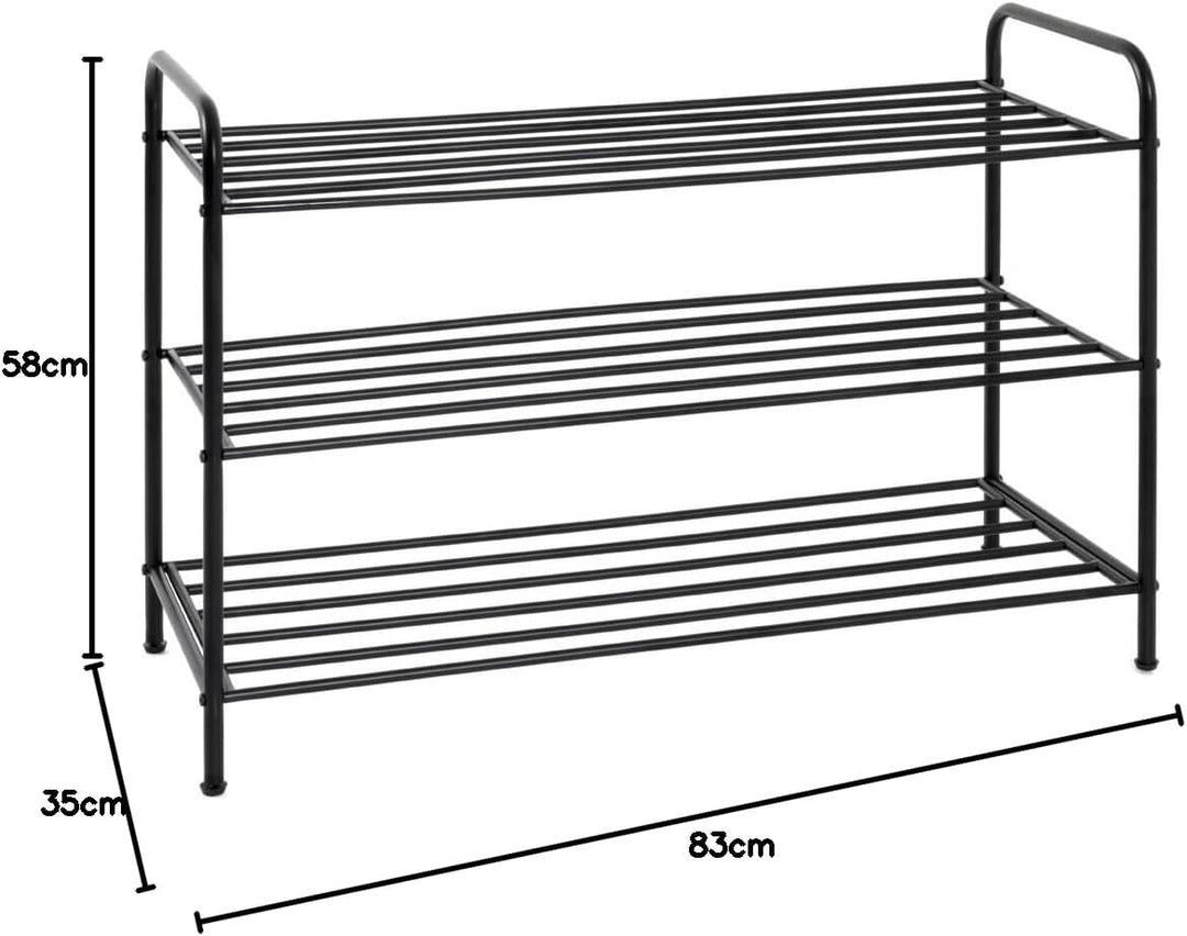 Haku-Möbel Schuhregal, Schwarz, T 35 x B 83 x H 58 cm, 25561 L 83 x P 35 x H 58 cm, L 83 x P 35 x H