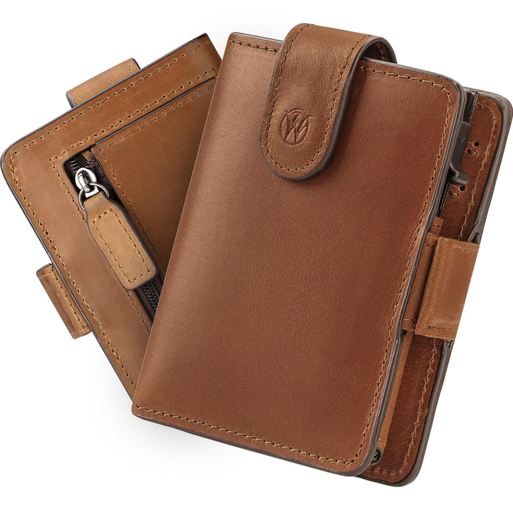 WillFire® MagFlap | Geldbörse Herren | Extra Schlüsselanhänger | Leder Kartenetui für 10-12 Karten |