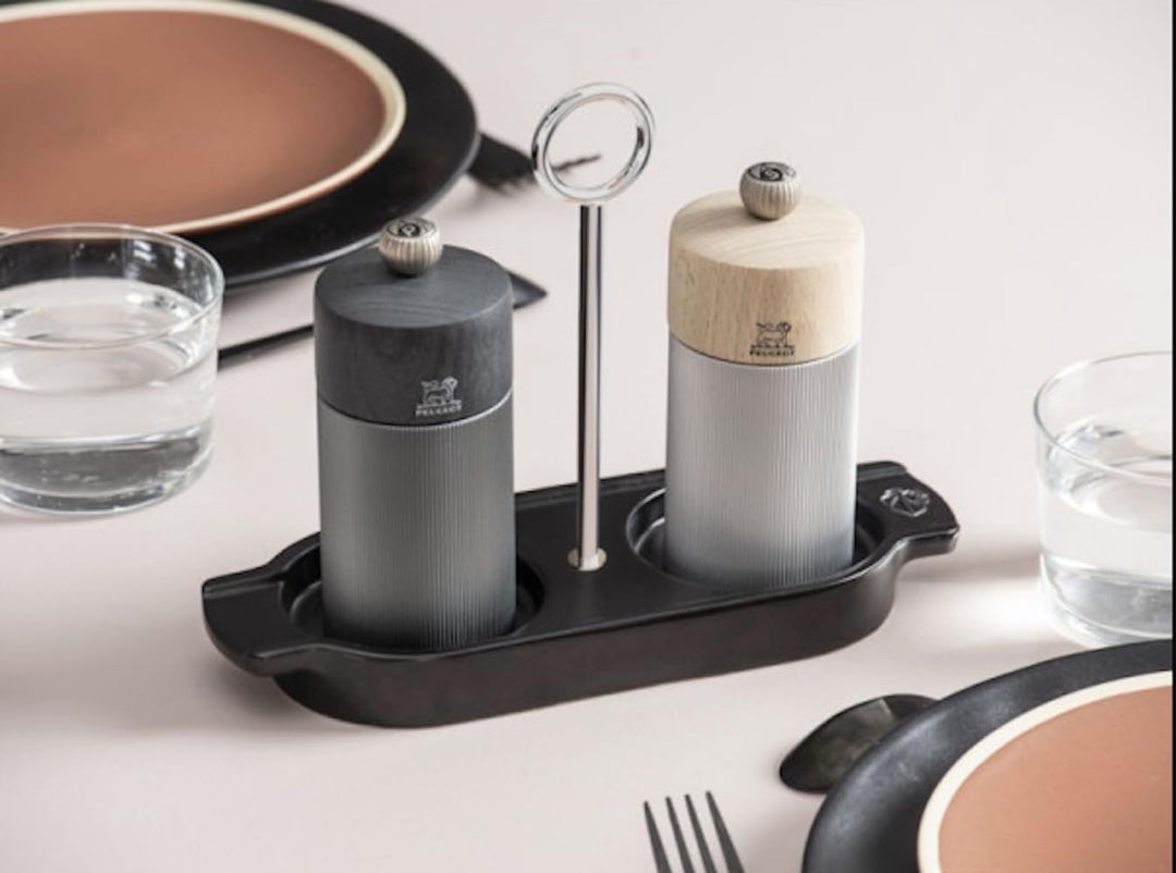 Menage für Pfeffer- & Salzmühlen, Keramik, Satinschwarz Schwarz 21.2 x 16 cm (With Handle), Schwarz