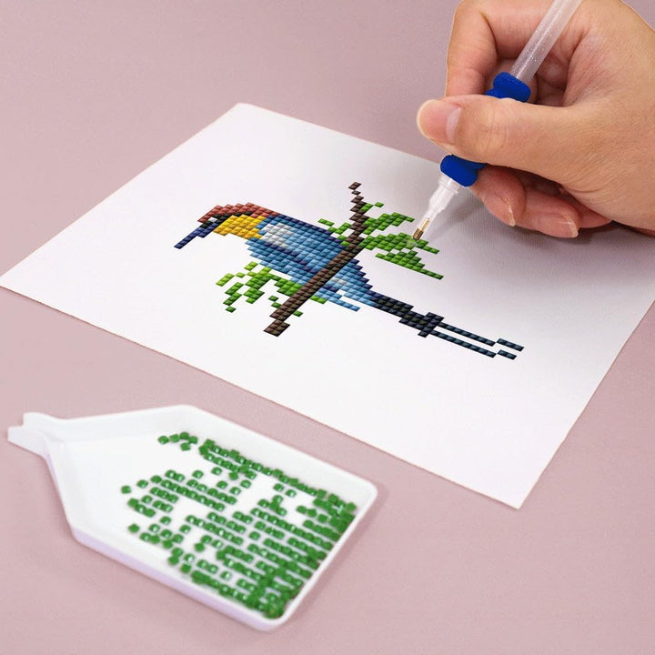 Figured'Art Mini Serie Diamond Painting Erwachsene - Buntes Vogelparadies - Premium-Box mit 12 Stück
