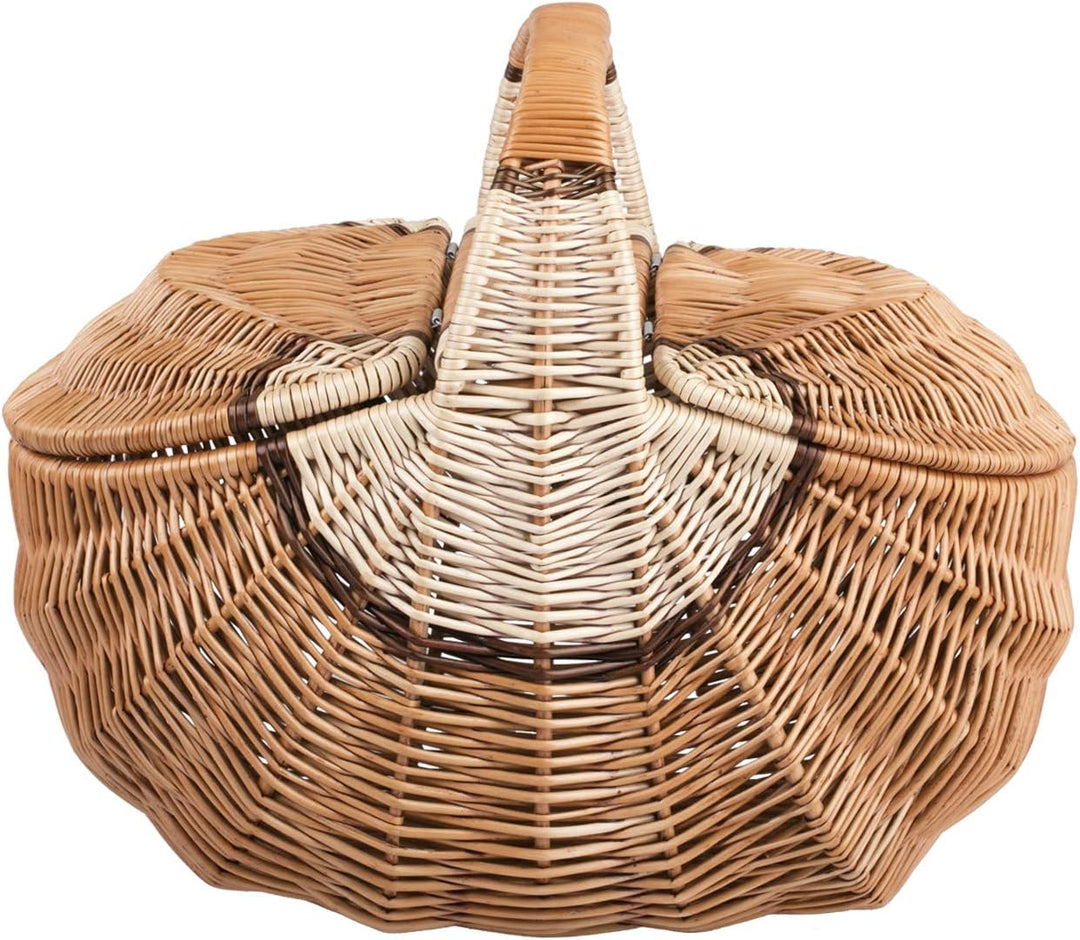 e-wicker24 Alles aus Weide Picknickkorb aus Weide Weidenkorb mit dem Deckel grosser Aufbewahrungskor