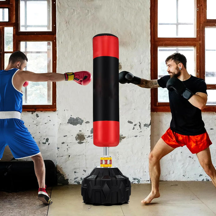 COSTWAY 178 cm Freistehender Boxsack, Standboxsack mit befüllbarem Saugfuss, Kickboxsack MMA, Punchi