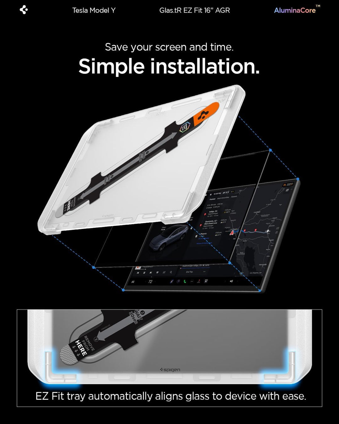 Spigen Glas.tR EZ Fit Schutzfolie für Tesla Model Y L(2026), Model Y Standard(2026), Model Y Perform