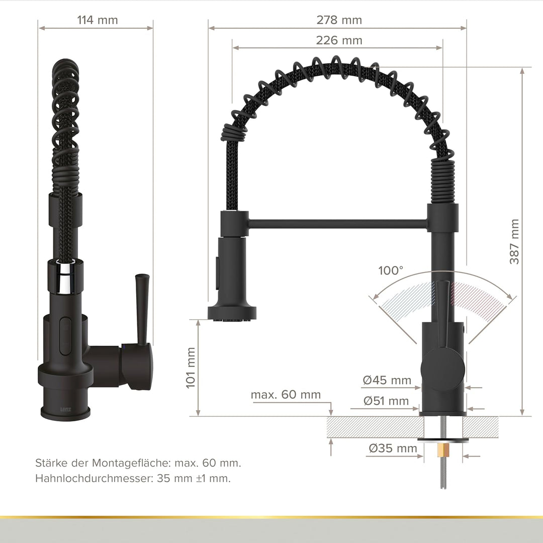Lenz NOVA Küchenarmatur schwarz-matt 46070951