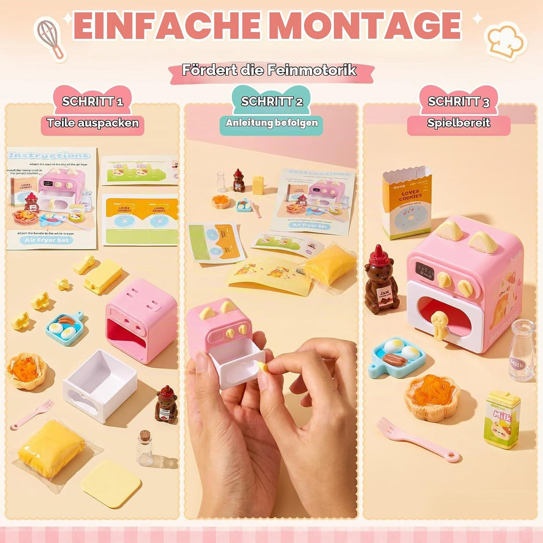 Miniküche Spielset 100+ Teile ab 3 Jahren - Puppenhaus Kochspielzeug, Küche