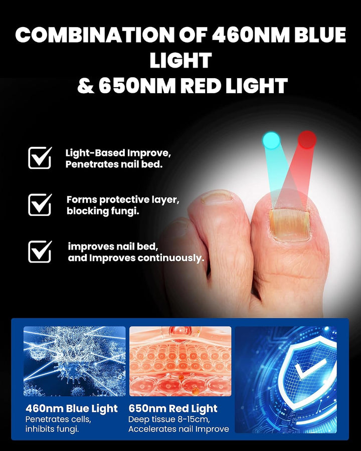 Wiederaufladbare Nagelpflege Lichtgerät - Blaues &amp; Infrarotlicht für Nagelhygiene &amp; Aussehpflege - T