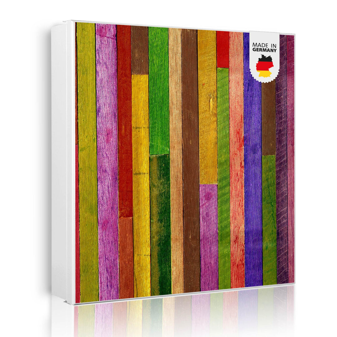 banjado® Grosser Schlüsselkasten Glas/Schlüsselbox 30cm x 30cm mit 50 Haken - Motiv Holz Collage Bun