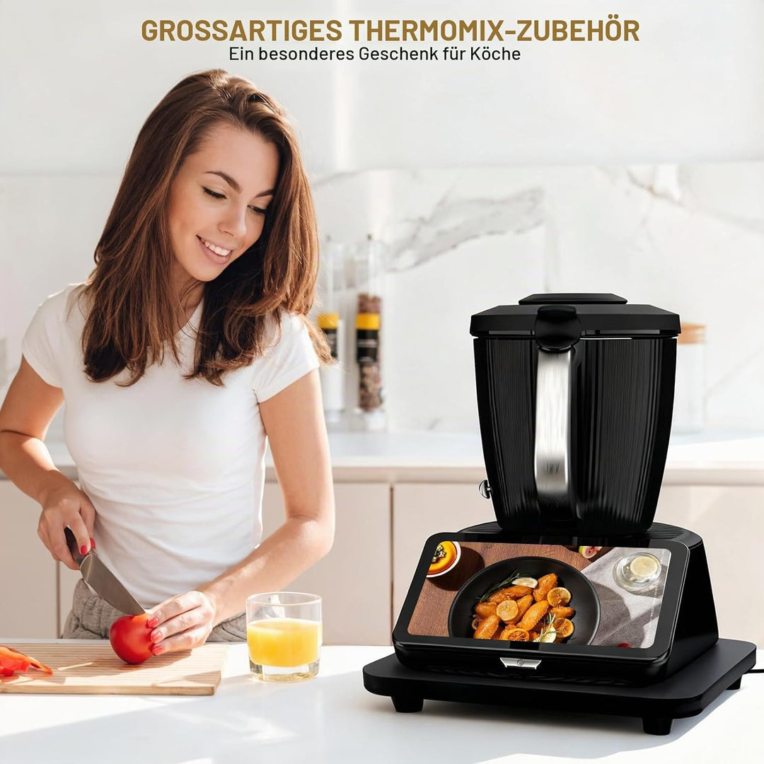 Gleitbrett für Thermomix TM7 - Holz Brett für Thermomix Vorwerk Küchenmaschine TM7 Zubehör - mit 360