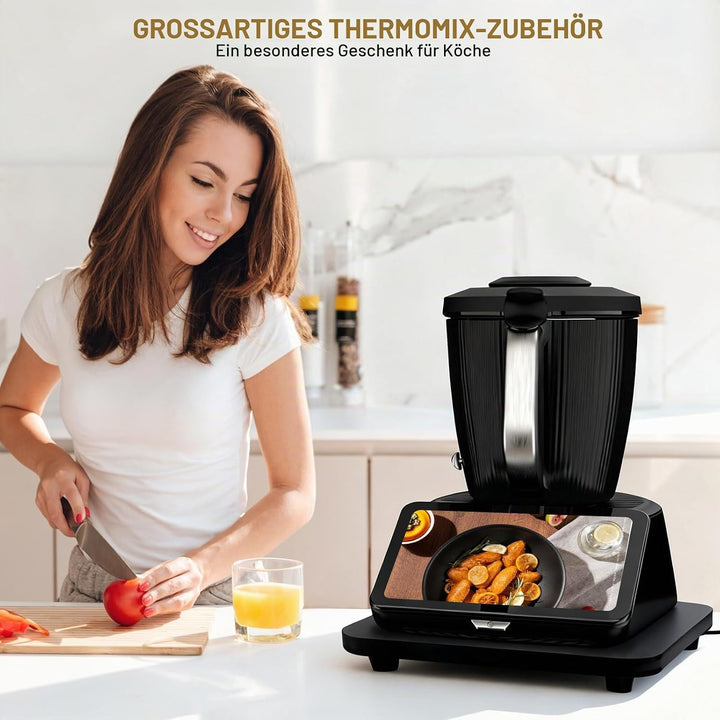 Gleitbrett für Thermomix TM7 - Holz Brett für Thermomix Vorwerk Küchenmaschine TM7 Zubehör - mit 360