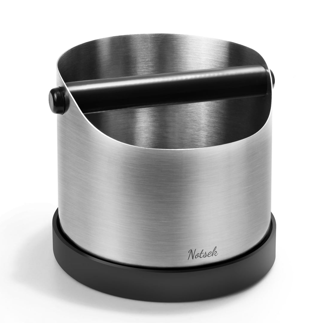 NOTSEK Abklopfbehälter für Siebträger, 1.2L Gross Edelstahl Espresso Knock Box, Kaffeesatz Abschlagb
