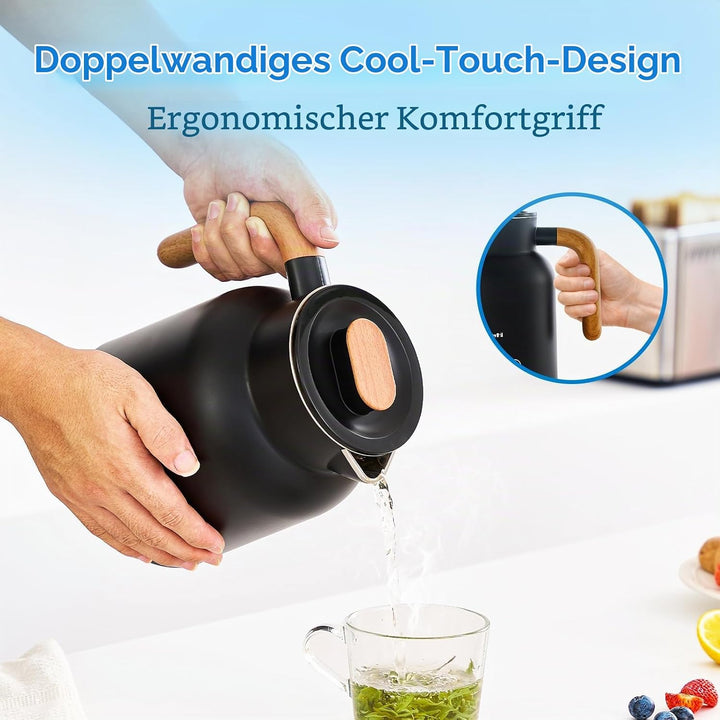 DmofwHi Edelstahl Wasserkocher mit Temperatureinstellung | 1.0L, 1000W | Teekocher mit Temperaturanz