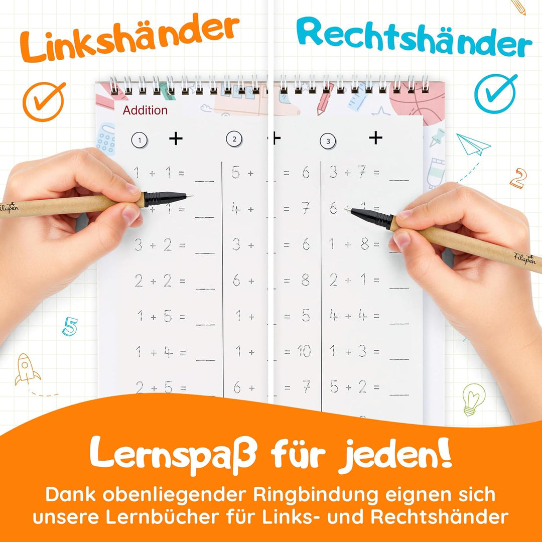Filapen® 5 Stück Magische Übungshefte Deutsch I Wiederverwendbare Übungshefte für Vorschulkinder I V