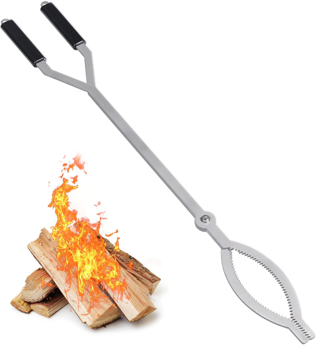 101,6 cm Feuerzange Brennholzgreifer Edelstahl Grosse Feuerstelle Werkzeug Indoor Kamin Outdoor Lage