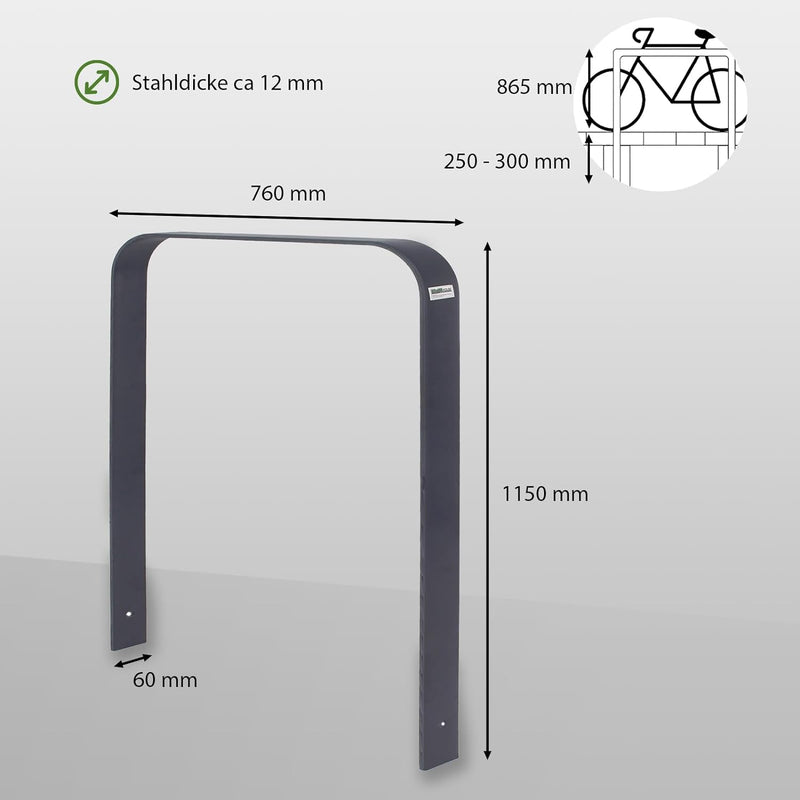 Fahrradanlehnbügel aus Flachstahl zum Einbetonieren | Fahrradständer Anlehnbügel Anlehnständer Polle