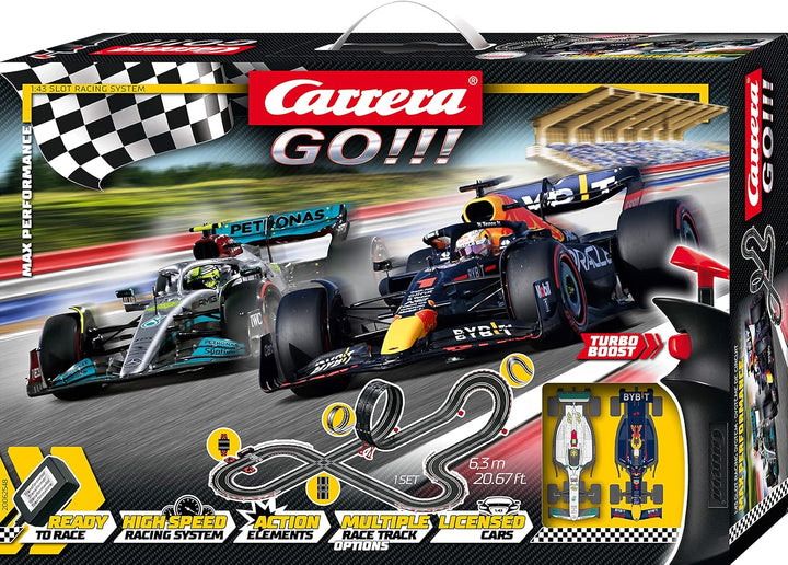 Carrera GO Max Performance Rennstrecken-Set für Erwachsene & Kinder ab 6 Jahren 6.3m Länge Rennbahne
