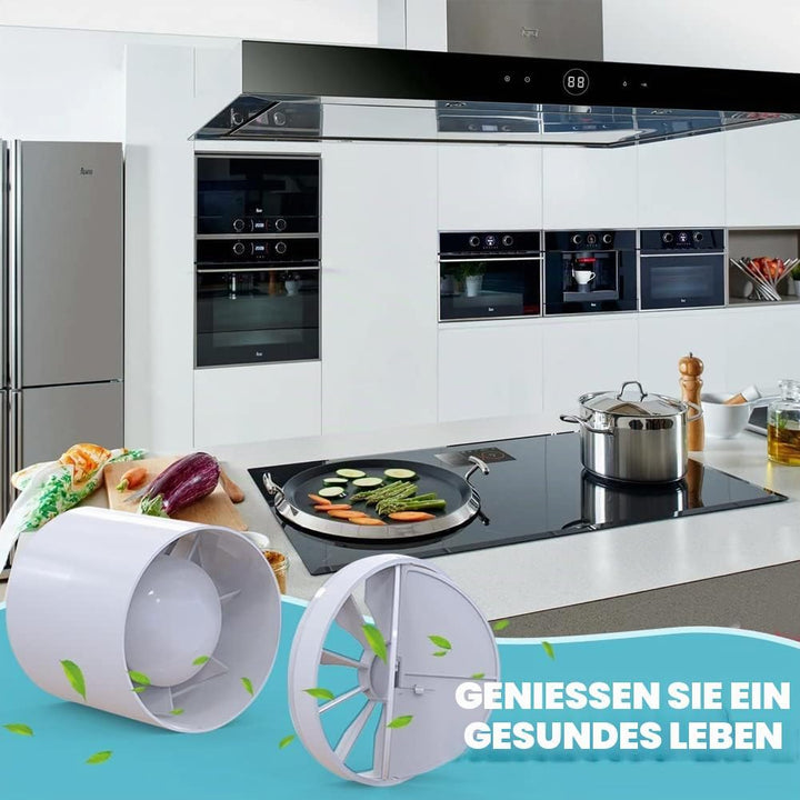 WingFly Rohrventilator 100mm Abluftventilator, mit Rückstauklappe und EU-Stecker, Rauchabzug Kanalve