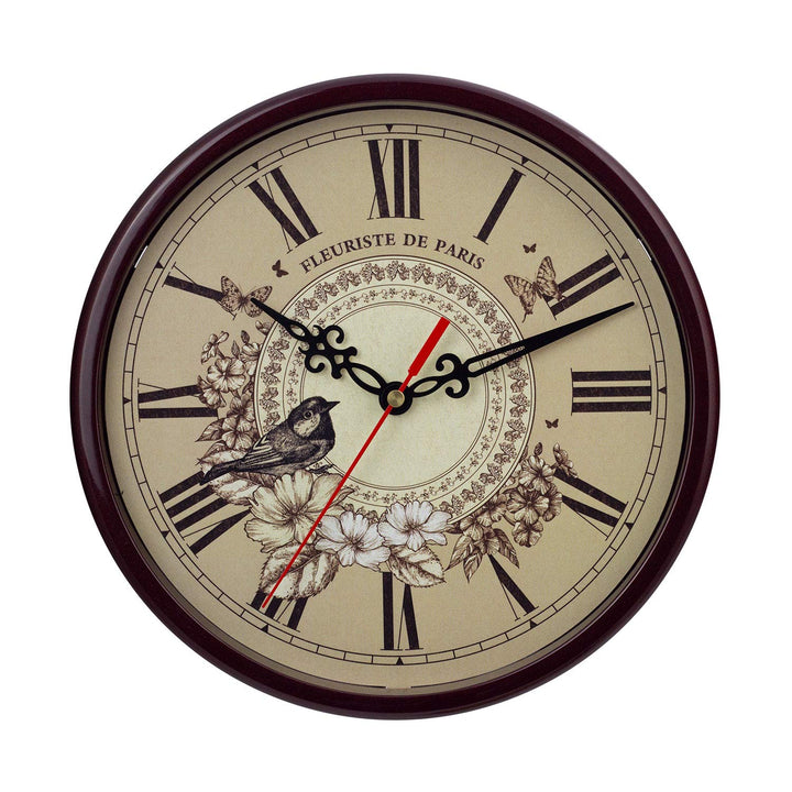 Quarzwanduhr Nostalgie, lautlos, mit Motivzifferblatt, Gehäusedurchmesser 24 cm, braun