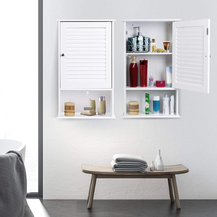 GOPLUS Hängeschrank weiss, Badezimmerschrank mit verstellbarem Fächer & Ablage, Badschrank, Küchensc