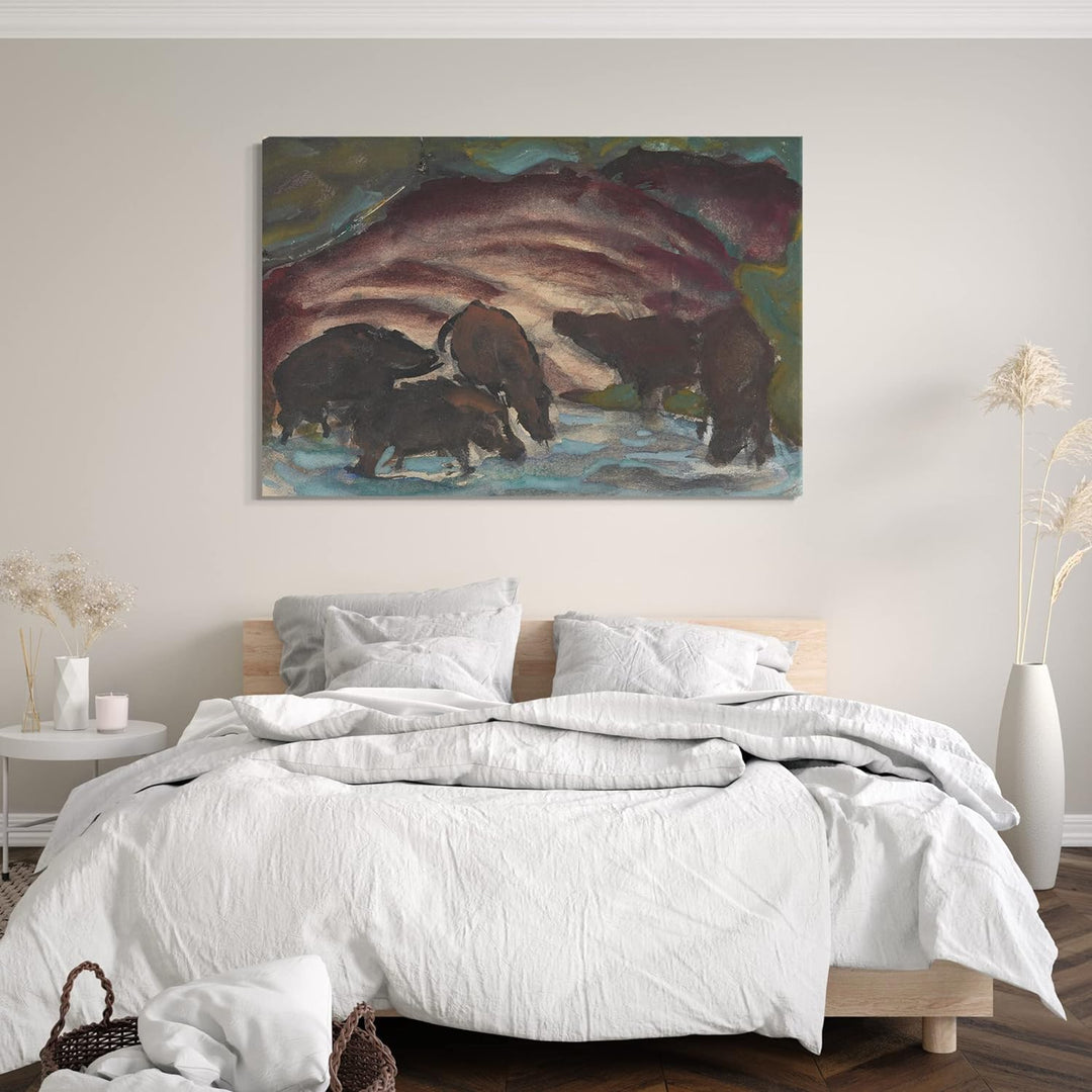Printed Paintings Leinwand (80x60cm): Franz Marc - Wildschweine am Wasser (1910/1911) 80x60 cm, 80x6