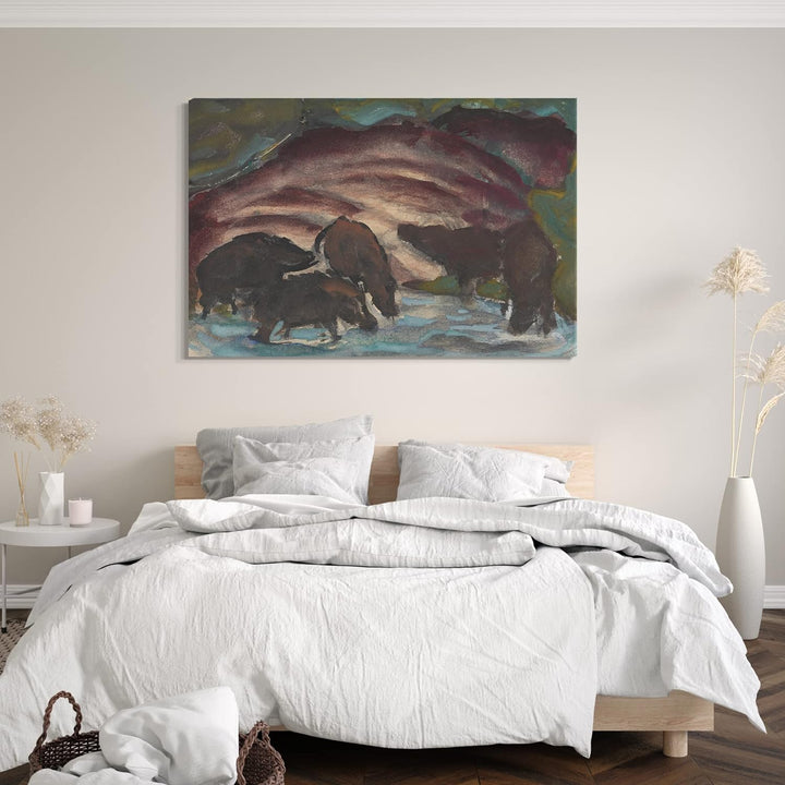 Printed Paintings Leinwand (80x60cm): Franz Marc - Wildschweine am Wasser (1910/1911) 80x60 cm, 80x6