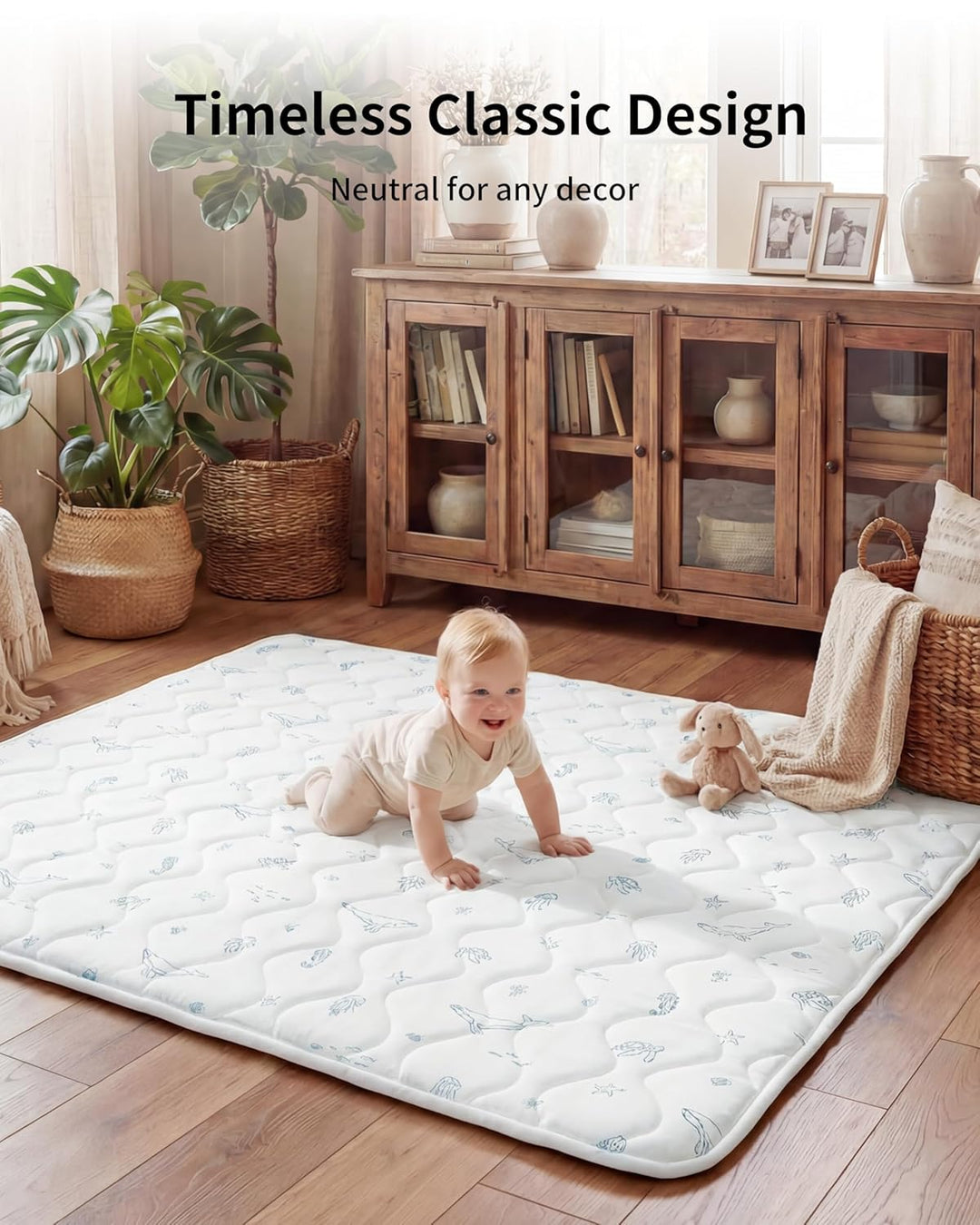 Fortella Krabbelmatte Baby Faltbar 120x120cm, Verdickte Rutschfeste Krabbeldecke für Baby Schaumstof