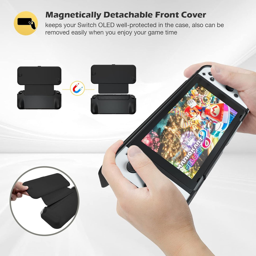 ProCase Klapp Schutzhülle + (2 Stück) Displayschutz für Nintendo Switch (OLED Modell) Weich dünn TPU