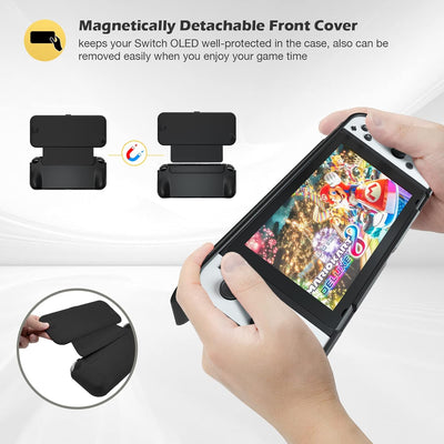 ProCase Klapp Schutzhülle + (2 Stück) Displayschutz für Nintendo Switch (OLED Modell) Weich dünn TPU