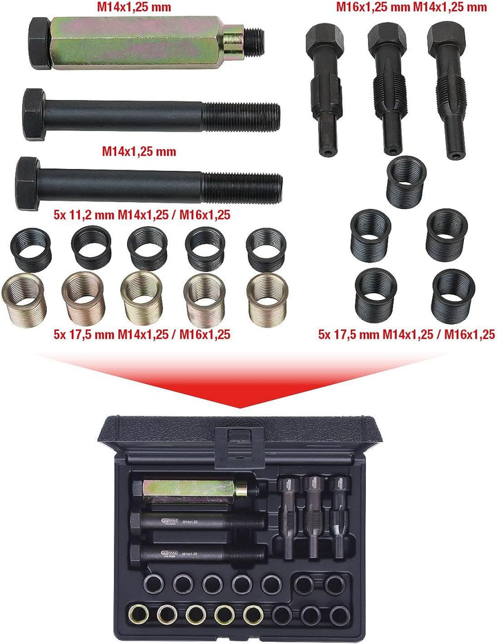 KS Tools 150.5080 THREADfix Reparatur-Satz M14x1,25 f.Zündkerzen,21-tlg.