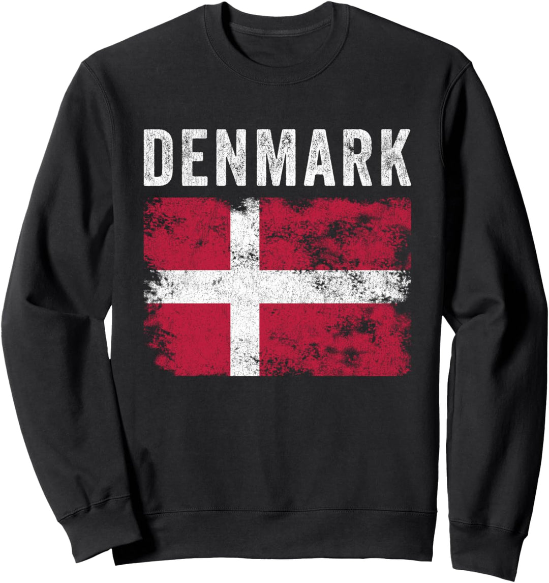 Dänemark Flagge Distressed - Herren Damen Kinder - Dänische Flagge Sweatshirt