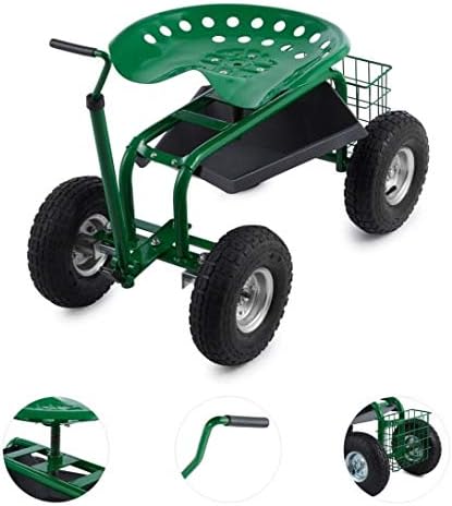 Waldbeck Park Ranger - Gartensitz, fahrbarer Gartenstuhl, Arbeitssitz, rückenschonend, robust, lenkb