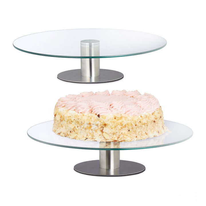 Relaxdays Tortenplatte drehbar, Standfuss, Kuchenplatte zum Dekorieren, Torten Drehteller für Kuchen