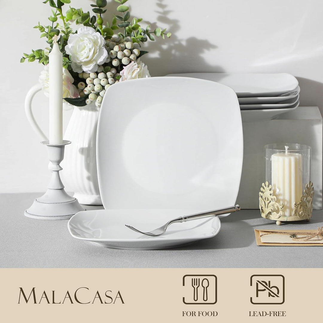 MALACASA, Serie Julia, 12 TLG. Set KLEIN Flachteller Porzellan Essteller Speiseteller für 12 Persone