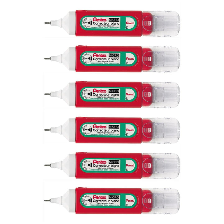 PENTEL Pentex ZLC31-W Korrekturstifte, feine Spitze, 12 ml, 6 Stück