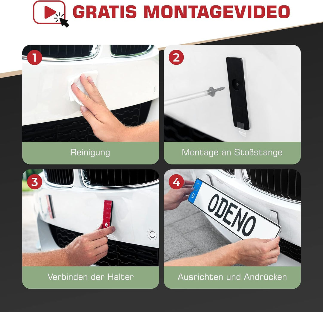 ODENO® Magnet Kennzeichenhalter im Set für 2 Kennzeichen - für jedes Kennzeichen und Auto - rahmenlo