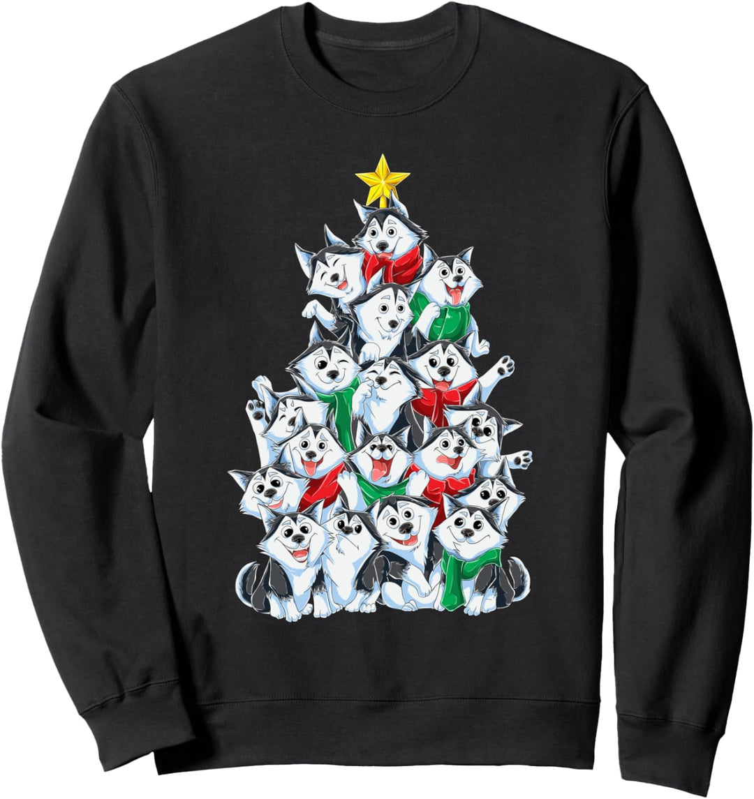 Sibirischer Husky Weihnachtsbaum Weihnachten Geschenk Hunde Sweatshirt
