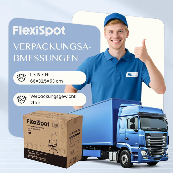 FLEXISPOT Ergonomischer Bürostuhl ErgoX Blau M2 (Blau), M2 (Blau)