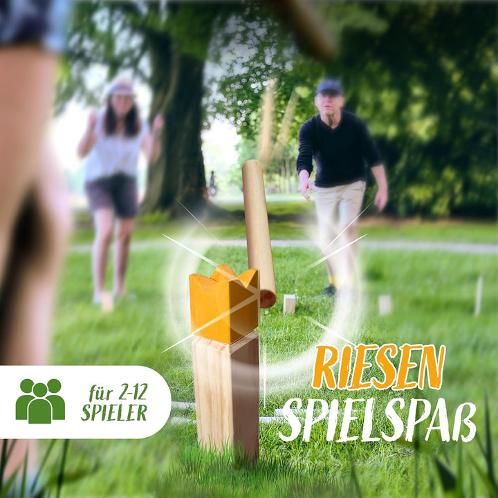 Ocean 5 Kubb - Original Wikinger Spiel | Premium Holzspiel im Stoffbeutel mit massiven Figuren | Sch