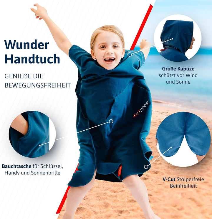 AUTDOOR® Mikrofaser Badeponcho Damen & Herren - nachhaltig aus 100% recycelten PET-Flaschen - Handtu