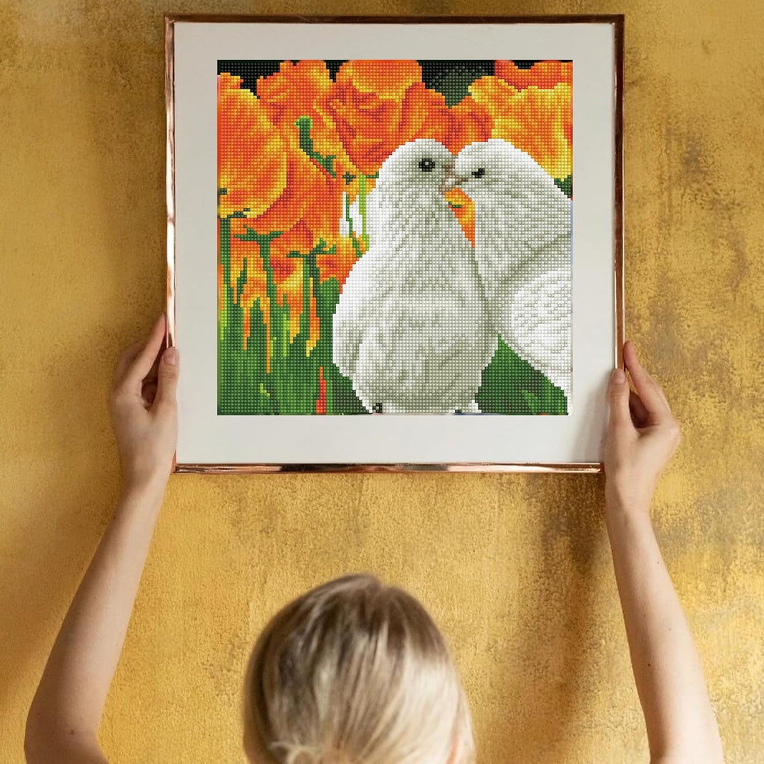DIAMOND DOTZ DD5.077 - Original 5D Diamond Painting Set Küssende Tauben, Kreativset mit 11.236 Diama