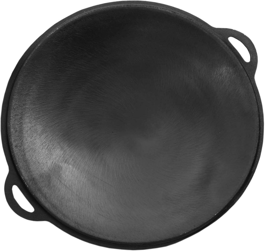 Ø40cm Gusseisenpfanne Grillpfanne Sac-Pfanne rund Dutch Oven Grillplatte Feuerschale mit Griffen Gus