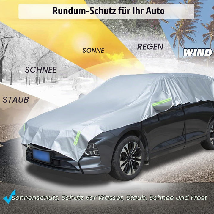 Halbgarage für Auto Windschutzscheibe Abdeckplane Winter, Halbe Autoabdeckung Universal Halbabdeckun