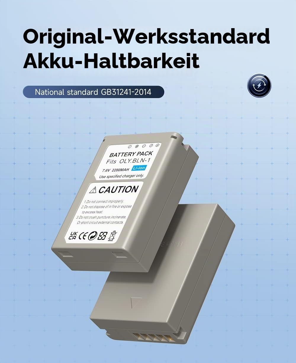 CITYORK Ersatz Akku BLN-1 (2er Pack) und Schnell Doppel LCD Akku Ladegerät für Olympus BLN-1 OM-D E-