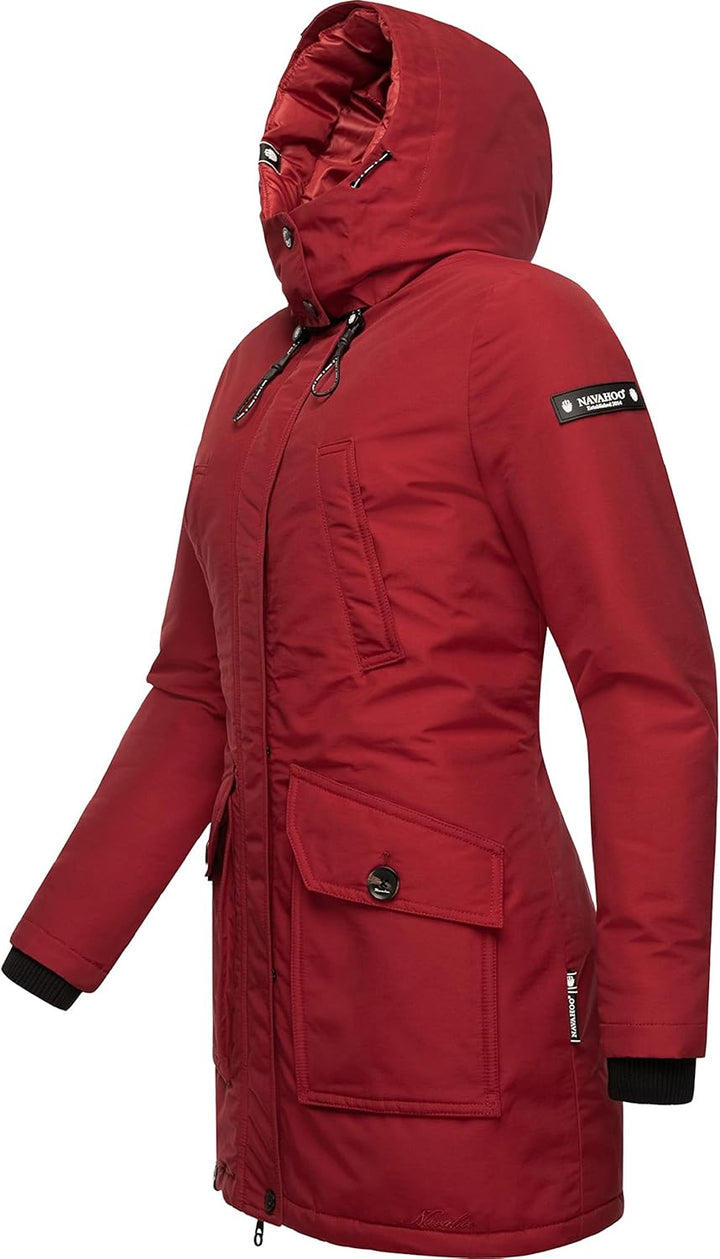 Navahoo Damen warmer Winter Kurzmantel Blizzardstorm XS-3XL S Blood Red, S Blood Red